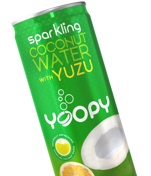 Agua de coco con yuzu sin azúcar gasificado